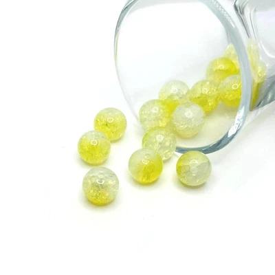 Желтые и прозрачные стеклянные бусины с трещинами 10 мм - продавец из США - Изображение 1 из 3