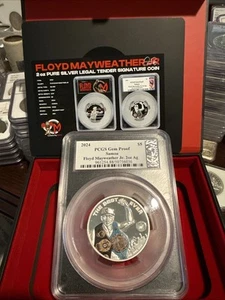2024 2 oz Samoa Silver Floyd Mayweather Jr Coin PCGS 399 Mintage - Picture 1 of 5