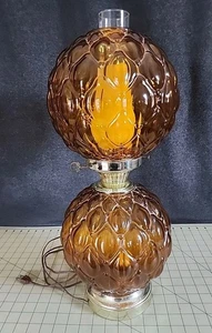 VINTAGE ORANGE GLASS TABLE LAMP - Picture 1 of 5