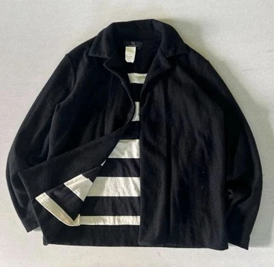 Chaqueta de Lana 1 Y's Yohji Yamamoto, Minimalista, Rayas, Talla 3, Negra Foto 1 de 4