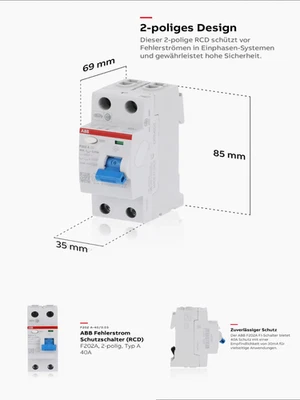 ABB FI-Schutzschalter F202A-40/0,03 Typ A 40A 30mA (2CSF202101R1400) Neu - Bild 1 von 4