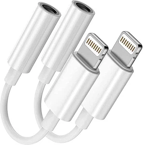 2 Pack Headphone Jack Adapter for iPhone Lightning to 3.5mm MFi certified Compat - Picture 1 of 3