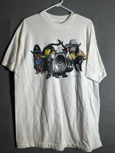 Vintage Cowboy Cats Shirt Mens Extra Large Western Graphic Tee Funny 90s Rare - Imagen 1 de 4