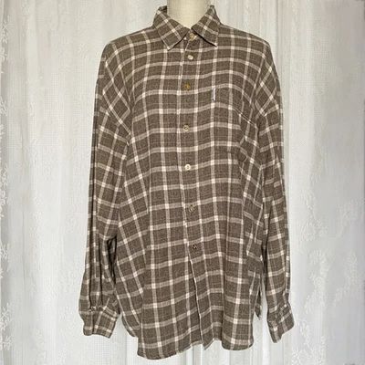 Рубашка мужская фланелевая Citron Santa Monica на пуговицах большая хлопковая коричневая клетчатая - Изображение 1 из 4