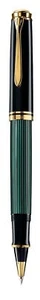 Pelikan Souverän R400 Rollerball Pen, Black/Green, 1 Each (997494), Medium Re... - Picture 1 of 7