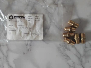 (6 PIECES) Pirtek MP. DZR BRASS ADAPTOR Male Hex Nipple Pn:Z01027-04 1/4" x 1/4" - Picture 1 of 2