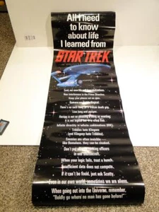 Vintage Star Trek "All I Need to Know" LOCKER Poster- 11" x 36" Rolled, Unused - Picture 1 of 6