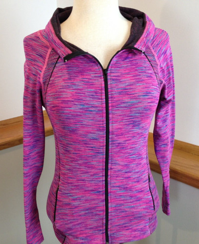 VETEMENTS Felpa donna IAB MFG full zip rosa collo alto manica lunga elasticizzata pista taglia S