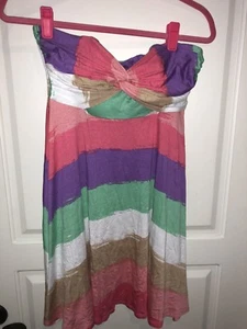 Voom By Joy Han Strapless Dress Strips Medium New W/tags - Foto 1 di 3