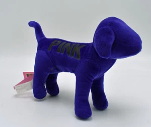 Victoria Secret PINK 6" Dog Purple Velour-ish w/ Black Love Plush Ltd Ed - Picture 1 of 3