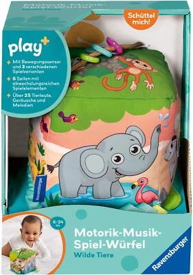 Ravensburger Babywelt Play+ Motorik-Musik-Spiel-Würfel Wilde Tiere 04859