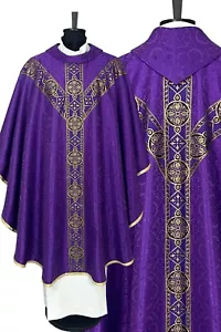 Vestito viola casula stile semi gotico, tessuto orfanotrofio, collo a cappuccio - Foto 1 di 5
