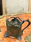 ANTIQUE ART DECO GERMAN WMF 1900&#39;s COFFEE TEA CUP HOLDER CRYSTAL GLASS