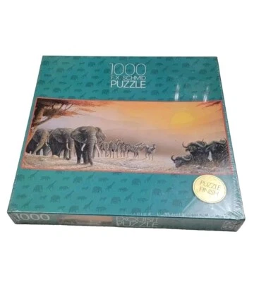 Vtg FX Schmid Puzzle Finish 1000 Piece African Scene 38 1/2×13 3/4 SEALED RARE - Image 1 of 4