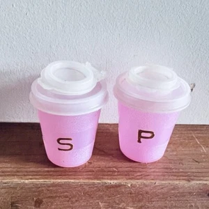 Salt and Pepper Plastic Shaker Set x 2 Pink Ideal for Travelling Mini With Lids - Picture 1 of 24