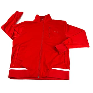 Puma Track Full Zip Jacket Men's Small Red Polyester Sport Lifestyle Reflectors - Picture 1 of 12