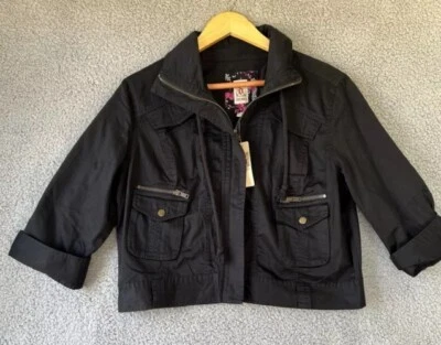 Chaqueta utilitaria Decree talla XL negra recortada mangas largas 100 % algodón nueva con etiquetas Foto 1 de 4