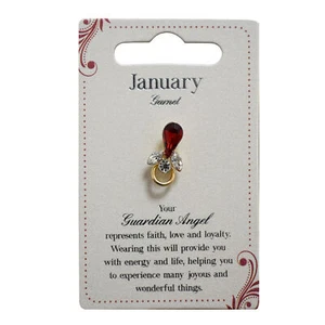 Guardian Angel January Birthstone Angel Pin With Gem Stone Sentimental Gift Idea - Picture 1 of 1