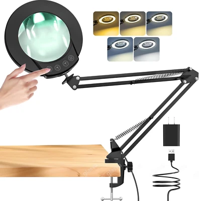 Lupe mit Licht und Ständer 10X-15X LED Licht Desktop Stand Leselupe Vergrößerung - Bild 1 von 4