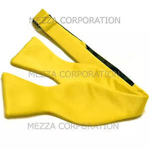 Nuevo en caja para hombre autoatado pajarito sólido 100% poliéster formal amarillo - Imagen 1 de 2
