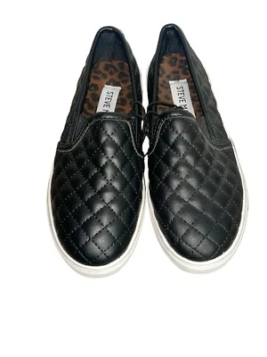 Steve Madden Negro Acolchado Sin Cordones Niñas Tenis Talla 1 Zapatos Foto 1 de 4