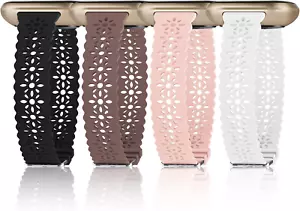 Paquete de 4 bandas de silicona de encaje compatibles con Fitbit Versa 4 bandas/Fitbit Versa 3 Ba - Imagen 1 de 6