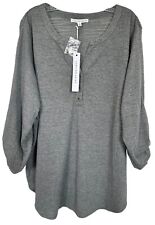 Jane and Delancey Women's Blouse Top 3/4 Button Long Sleeve Plus Size 2X Gray