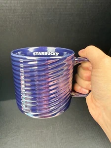 Starbucks Luster Swirl Kaffeebecher 12oz 2020 Iridescent Navy Blue - Bild 1 von 9