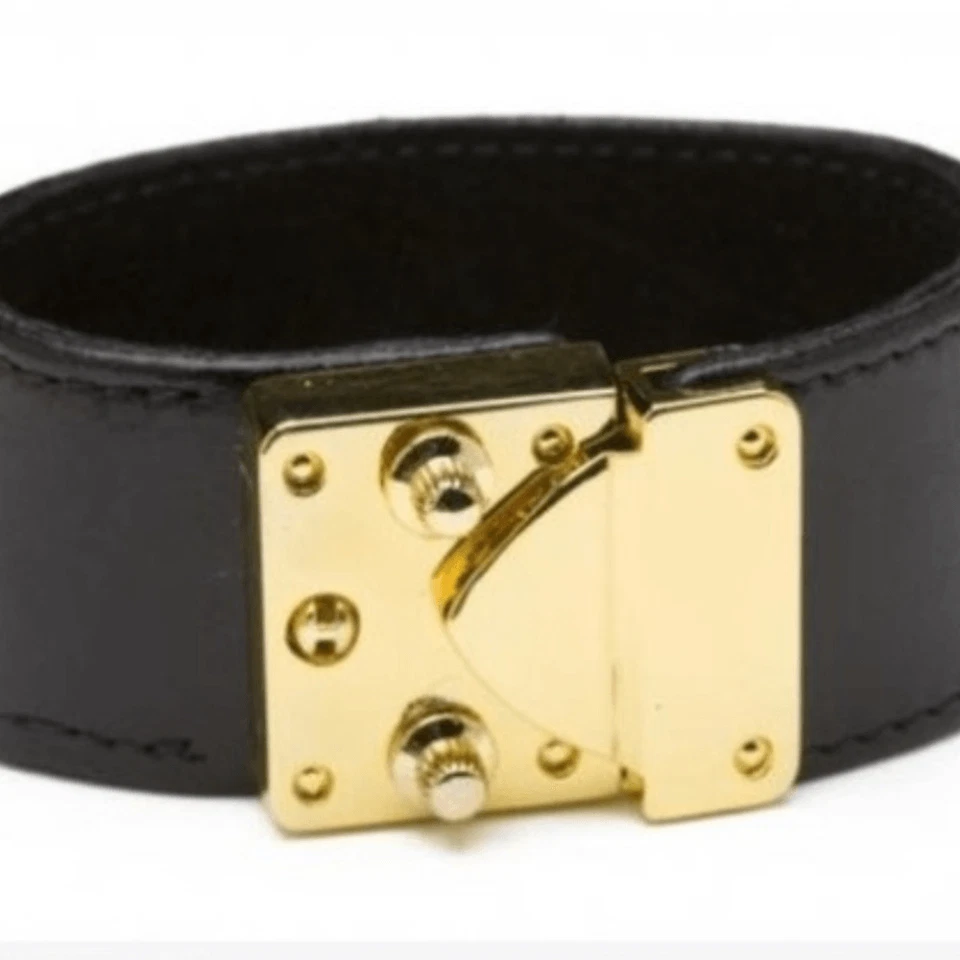 CC Skye Black Leather Kenzie Lock Bracelet - Image 1 of 4