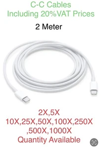 500X 2M USB C to C Cable Charging Lead PD Type-C iPhone iPad,Samsung Data Sync - Picture 1 of 1