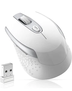 Wireless Computer 2.4G Ergonomic Optical Mouse 6 Buttons W/ USB RECEIVER - WHITE - Picture 1 of 6