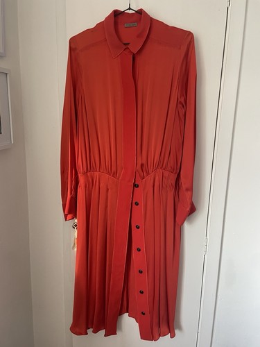 Abito Camicia Bottega Veneta Rosso Seta Made in Italy Taglia M