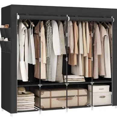 SONGMICS Armario Portátil Armario Armario Organizador con Cubierta 4 Varillas Colgantes Nuevo Foto 1 de 4