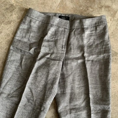 Pantalones capris de lino Talbots talla 10 gris metálico plateado calce exclusivo para mujer Foto 1 de 4