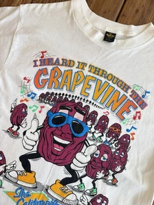 Camiseta vintage 1987 California Raisins Grapevine talla L etiqueta de yunque de una sola puntada - Imagen 1 de 11