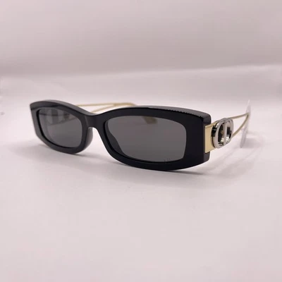 Dior Womens 30Montaigne S14I Thick Narrow Rectangle Sunglasses 40221 Black/Gold - Image 1 of 4