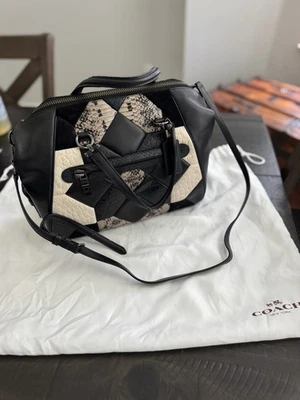 Bolsa satchel Coach Canyon colcha prímula em couro exótico em relevo nova com etiquetas - Imagem 1 de 4