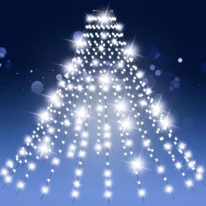 Luci Albero Di Natale a Cascata 400 Led 2Mx20 Fili Mantello Luci Natale Esterno  - Foto 1 di 11