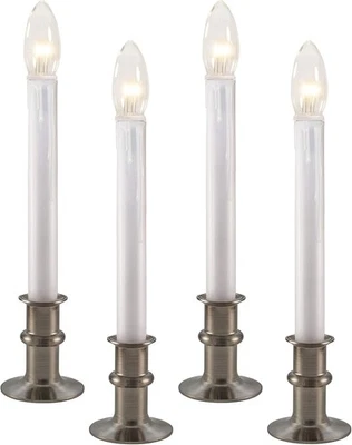 612 Vermont Ultra-Bright LED Window Candles with Timer, Brushed Nickel  - Image 1 of 4