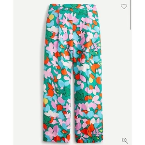 J. Crew High-Rise Pleated Trouser Pant in Confetti Floral Linen Women's Size 00 - Picture 1 of 9