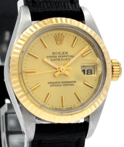 Ladies Vintage ROLEX Oyster Perpetual Datejust 26mm Gold Champagne Dial Watch - Picture 1 of 4