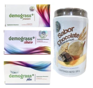 4 DEMOGRASS  clasic plus premier 90 Pills Caps 500mg + Shake Powder Chocolate - Picture 1 of 6