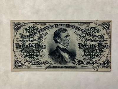~FR 1294 25 TWENTY FIVE CENTS THIRD ISSUE - FESSENDEN - FRACTIONAL CURRENCY UNC - Image 1 of 2