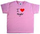 I Love Heart Niger Pink Kids T-Shirt