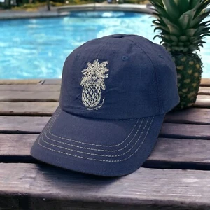 Tommy Bahama Baseball Hat Cotton Linen Adjustable Blue with Pineapple Logo OS - Picture 1 of 18