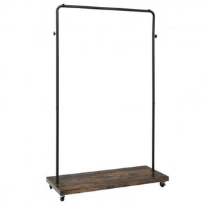 Rolling Garment Rack with Hanging Hooks and Bottom Storage Shelf - Color: Rustic - Picture 1 of 5