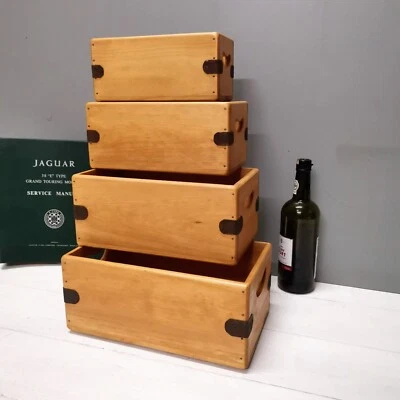 Handcrafted Wooden Box Quality Vintage Style Storage - Image 1 of 4