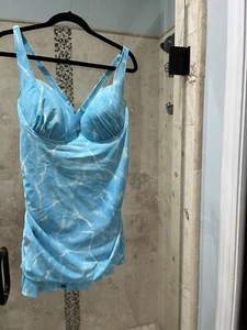 Torrid Womens Blue NWT Underwire Ruched Retro Mid-Length Swim Dress 2X DD/F - Picture 1 of 10