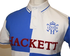 Hackett London Herren Quad Poloshirt - M- weiß/royalblau - #1 - Tipped Top - Bild 1 von 12