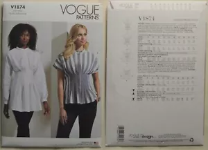 Vogue Pattern - V1874 - Misses' Slightly Flared Tops, Front & Back Tucks - Picture 1 of 1